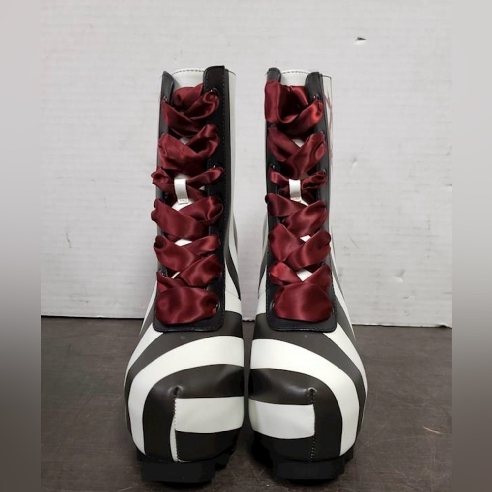 Killstar Black and White Striped Women's Boots - Picture 12 of 16